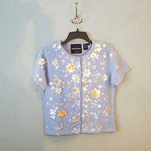 Michael simon short sleeve cardigan sweater